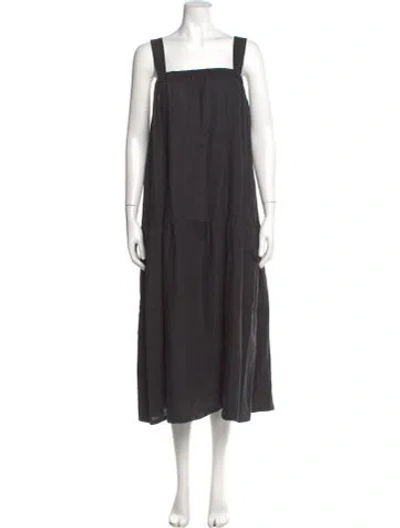 Pre-owned Suzie Kondi Linen Long Dress In Gray