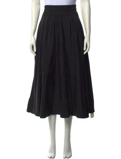 Pre-owned Suzie Kondi Linen Midi Length Skirt In Black