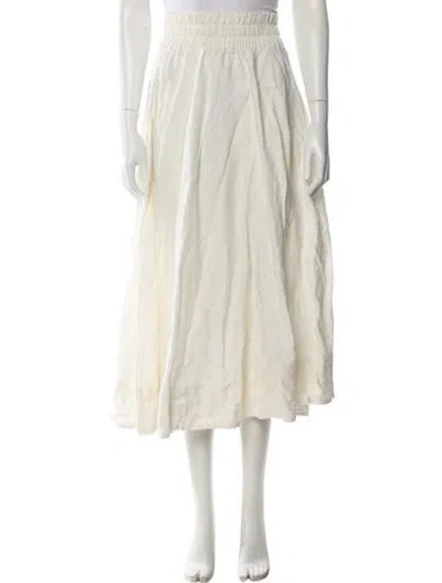 Pre-owned Suzie Kondi Linen Midi Length Skirt In Neutral