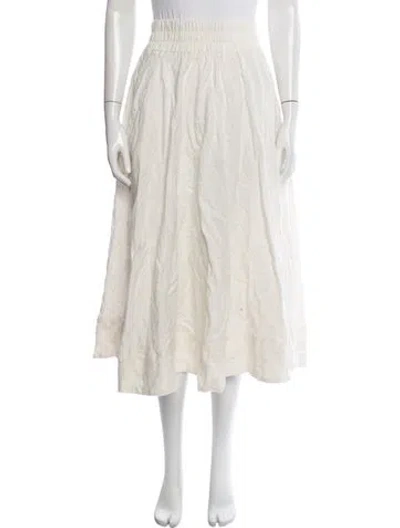 Pre-owned Suzie Kondi Linen Midi Length Skirt In Neutrals