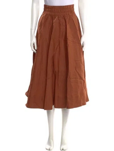 Pre-owned Suzie Kondi Linen Midi Length Skirt W/ Tags In Brown