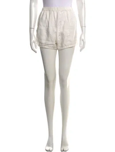 Pre-owned Suzie Kondi Linen Mini Shorts In White