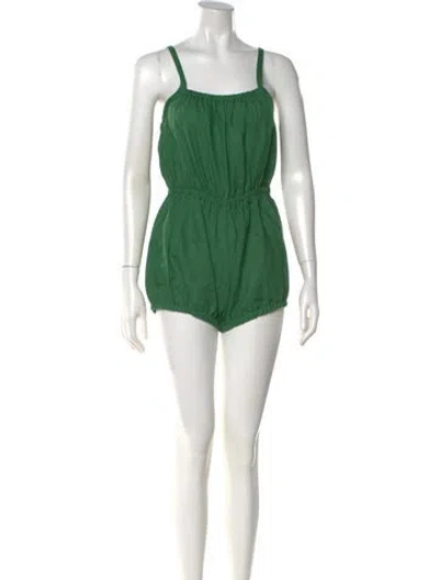 Pre-owned Suzie Kondi Linen Scoop Neck Romper In Black