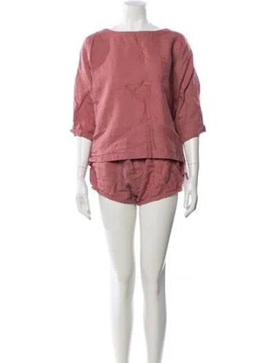 Pre-owned Suzie Kondi Linen Short Set In Pink
