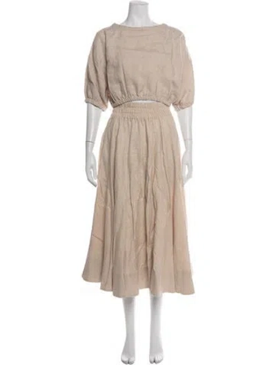 Pre-owned Suzie Kondi Linen Skirt Set In Neutrals