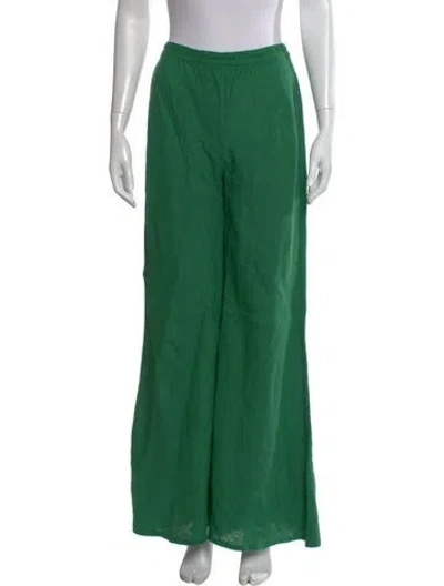 Pre-owned Suzie Kondi Linen Wide Leg Pants In Green