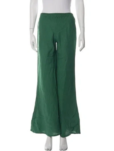 Pre-owned Suzie Kondi Linen Wide Leg Pants W/ Tags In Green