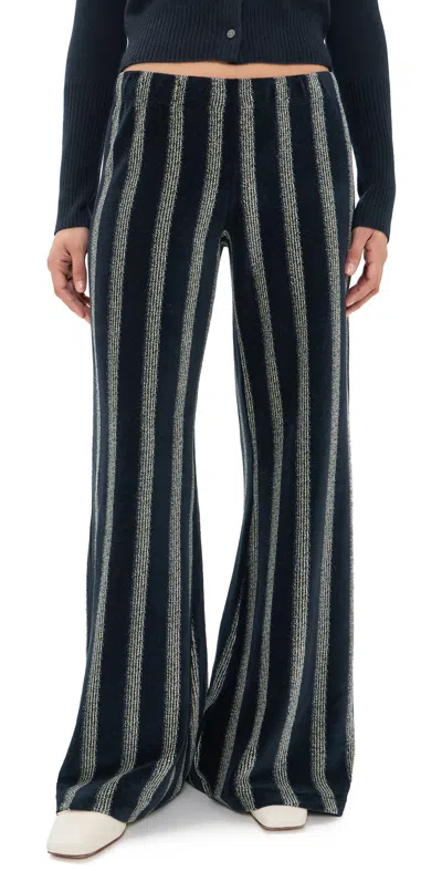 Suzie Kondi Lito Striped Velour Flared Pants In Multi
