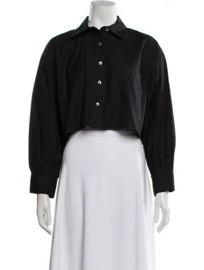 Pre-owned Suzie Kondi Long Sleeve Button-up Top In Black