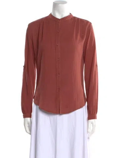 Pre-owned Suzie Kondi Long Sleeve Button-up Top In Red