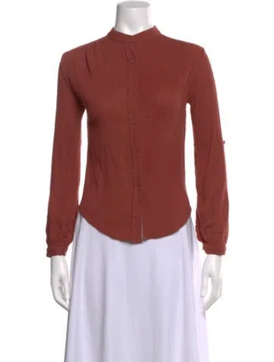 Pre-owned Suzie Kondi Long Sleeve Button-up Top In Red