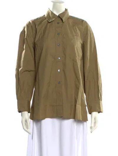 Pre-owned Suzie Kondi Long Sleeve Button-up Top W/ Tags In Green