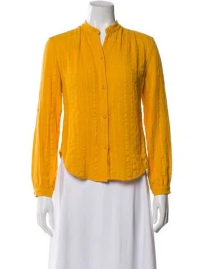 Pre-owned Suzie Kondi Long Sleeve Button-up Top W/ Tags In Yellow