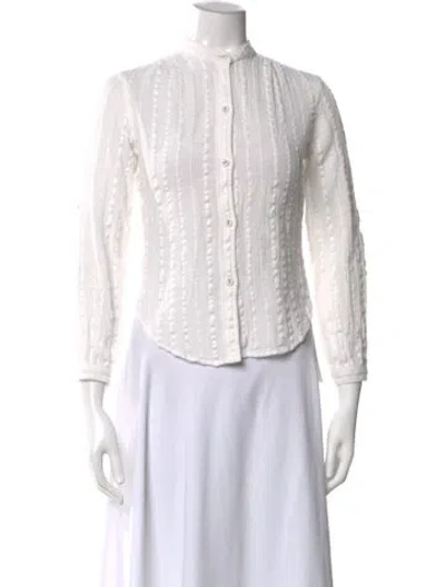 Pre-owned Suzie Kondi Long Sleeve Button-up Top In White