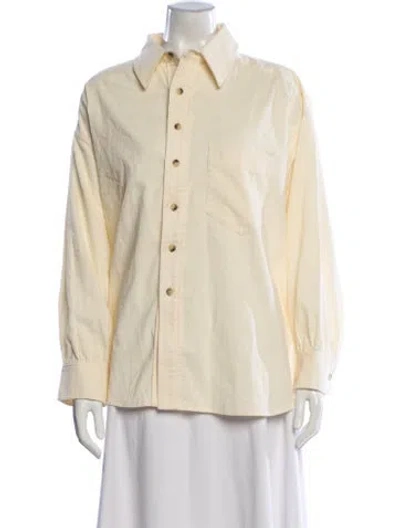 Pre-owned Suzie Kondi Long Sleeve Button-up Top In Yellow