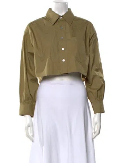 Pre-owned Suzie Kondi Long Sleeve Crop Top In Green