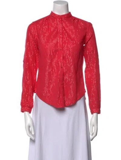 Pre-owned Suzie Kondi Mock Neck Long Sleeve Blouse In Pink