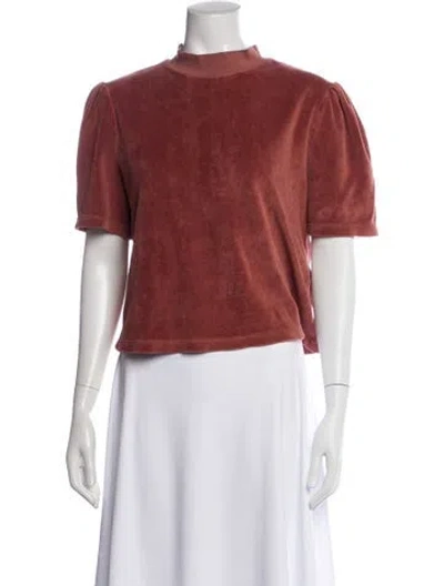 Pre-owned Suzie Kondi Mock Neck Short Sleeve Top In Neutral