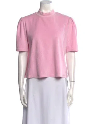 Pre-owned Suzie Kondi Mock Neck Short Sleeve Top In Pink