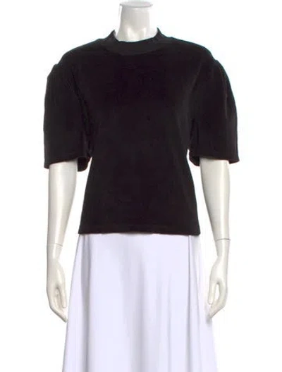 Pre-owned Suzie Kondi Mock Neck Short Sleeve T-shirt In Black
