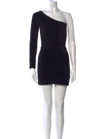 Pre-owned Suzie Kondi One-shoulder Mini Dress In Black