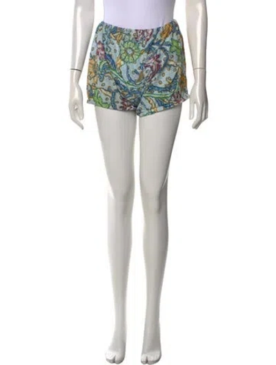 Pre-owned Suzie Kondi Paisley Print Mini Shorts In Yellow