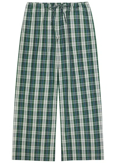 Suzie Kondi Pan Checked Cotton-poplin Trousers In Green