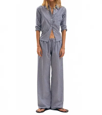 Suzie Kondi Pan Drawstring Pants In Small Navy Gingham In Gray