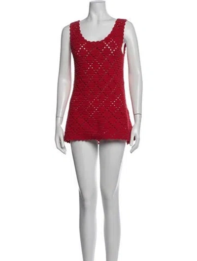 Pre-owned Suzie Kondi Patterned Mini Dress In Red