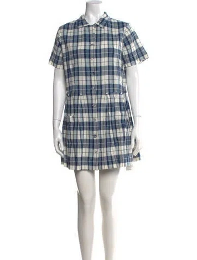 Pre-owned Suzie Kondi Plaid Print Mini Dress W/ Tags In Blue