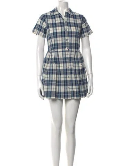 Pre-owned Suzie Kondi Plaid Print Mini Dress W/ Tags In Blue