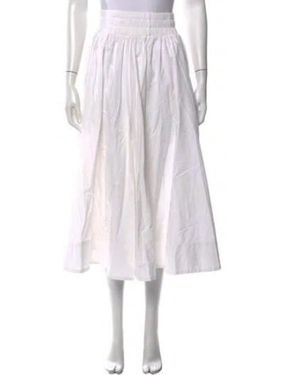 Pre-owned Suzie Kondi Pleated Accents Midi Length Skirt In White