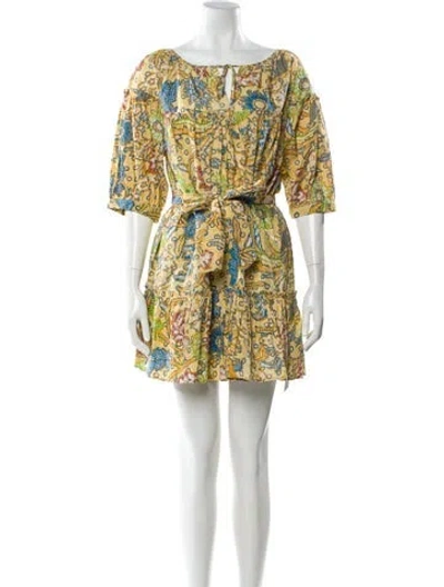 Pre-owned Suzie Kondi Printed Mini Dress W/ Tags In Yellow