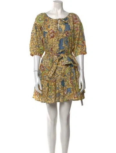 Pre-owned Suzie Kondi Printed Mini Dress W/ Tags In Yellow