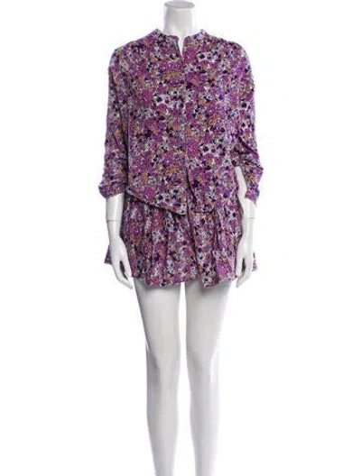 Pre-owned Suzie Kondi Printed Short Set In Purple