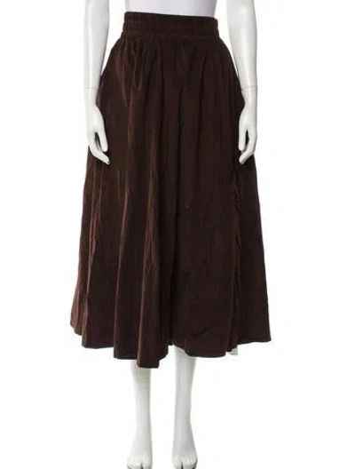 Pre-owned Suzie Kondi Ruffle Embellishment Midi Length Skirt W/ Tags In Brown