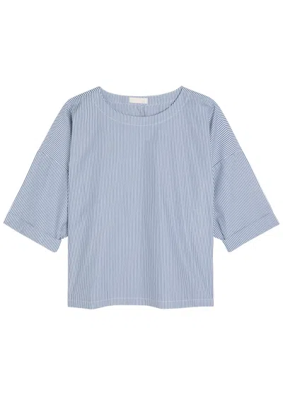 Suzie Kondi Saria Striped Cotton-poplin Top In Blue