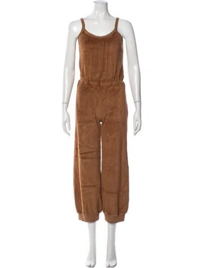 Pre-owned Suzie Kondi Scoop Neck Jumpsuit In Brown