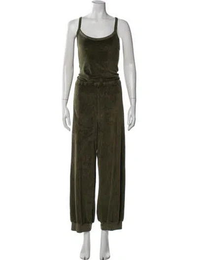 Pre-owned Suzie Kondi Scoop Neck Jumpsuit In Green