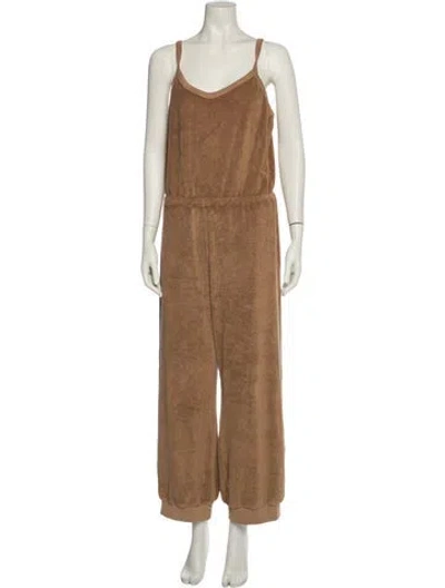 Pre-owned Suzie Kondi Scoop Neck Jumpsuit In Neutral