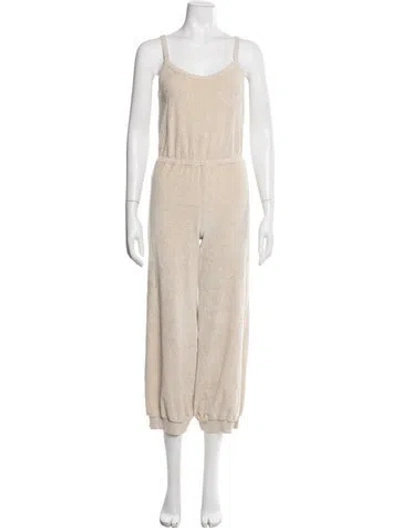 Pre-owned Suzie Kondi Scoop Neck Jumpsuit In Neutrals