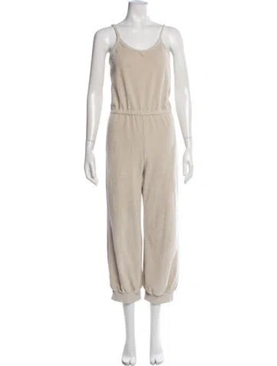 Pre-owned Suzie Kondi Scoop Neck Jumpsuit In Neutrals