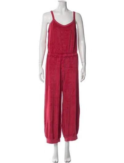 Pre-owned Suzie Kondi Scoop Neck Jumpsuit In Red