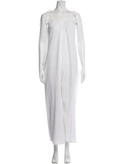 Pre-owned Suzie Kondi Scoop Neck Jumpsuit In White