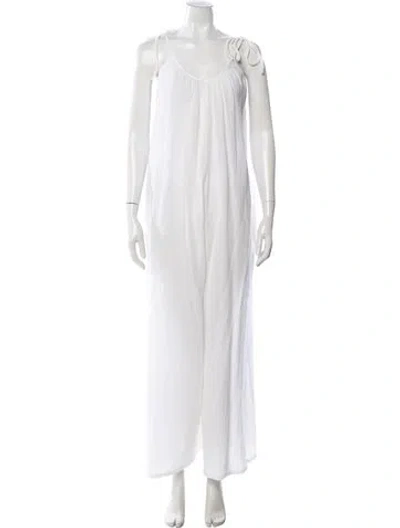 Pre-owned Suzie Kondi Scoop Neck Jumpsuit In White