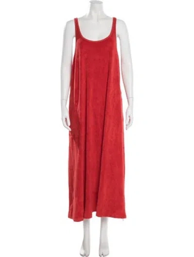 Pre-owned Suzie Kondi Scoop Neck Long Dress In Red