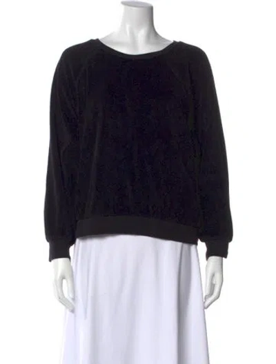 Pre-owned Suzie Kondi Scoop Neck Long Sleeve Sweatshirt In Black