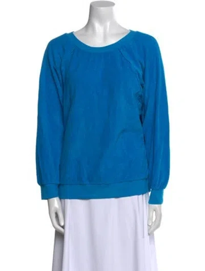 Pre-owned Suzie Kondi Scoop Neck Long Sleeve Sweatshirt In Blue