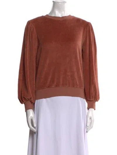 Pre-owned Suzie Kondi Scoop Neck Long Sleeve Sweatshirt In Brown