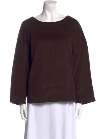 Pre-owned Suzie Kondi Scoop Neck Long Sleeve Sweatshirt In Brown